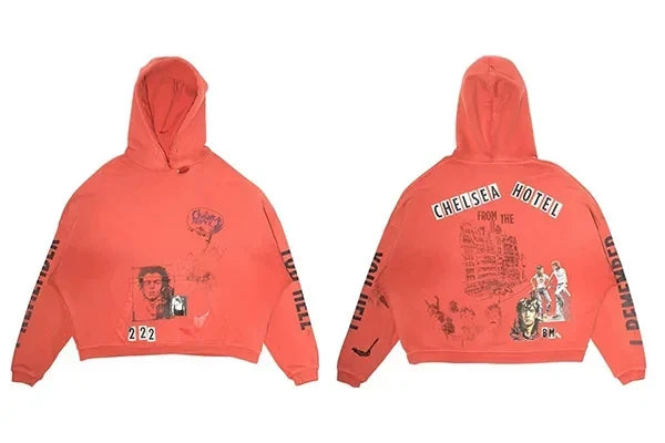 PALY Hollywood Chelsea Hotel Vintage Collage Hoodie - Orange-Red Hover Image