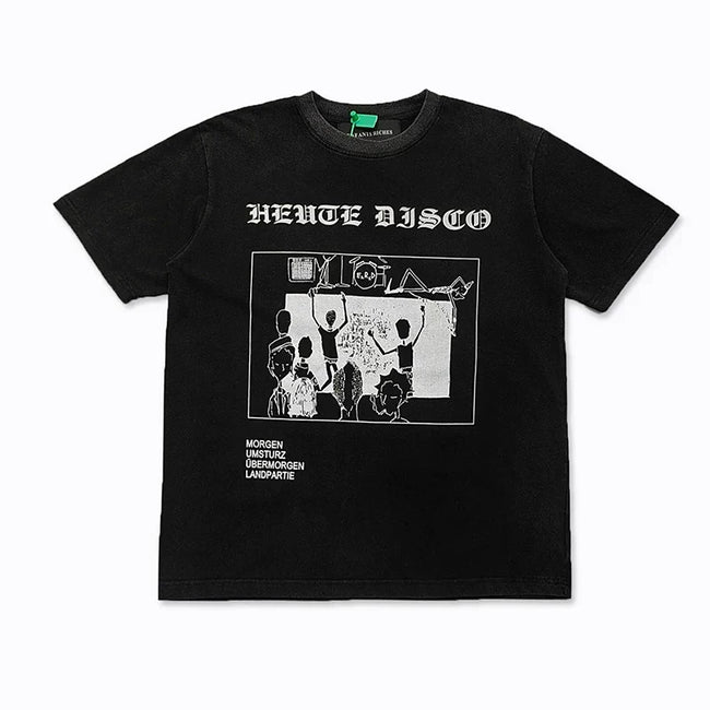 Enfants Riches Déprimés "Heute Disco" Gothic Typography T-Shirt - Black Hover Image