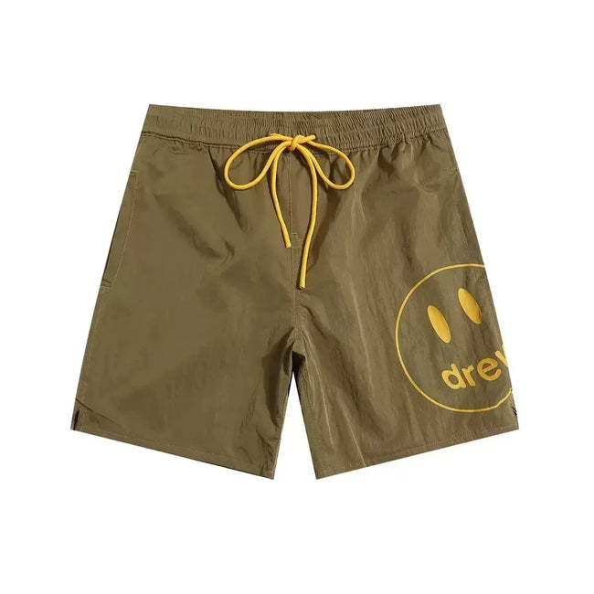 Drew House Smiley Face Swim Shorts, Olive Hover Image