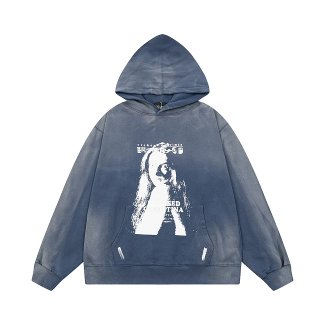 Enfants Riches Déprimés Acid-Wash Portrait Hoodie - Vintage Blue Hover Image