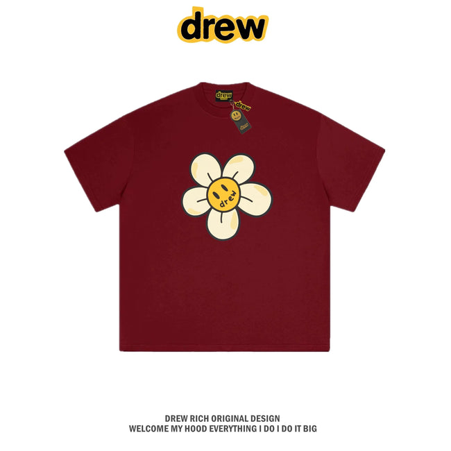 Drew House Daisy Smiley Graphic Oversized Cotton T-Shirt, Burgundy Hover Image