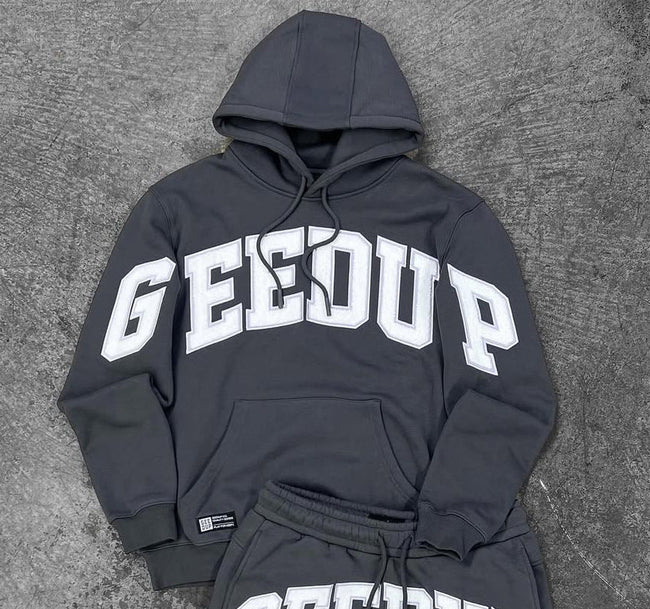 Geedup Dark Gray White Arch Logo Hoodie Hover Image