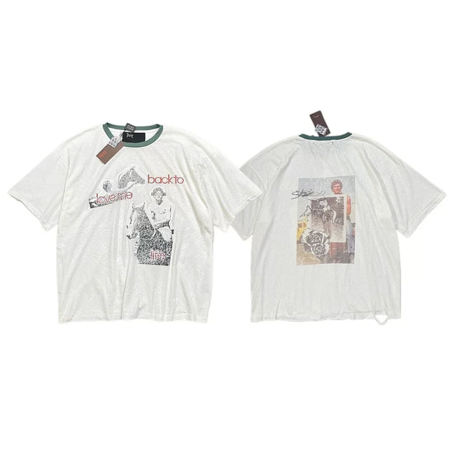 PALY Hollywood Green-Trim Vintage Equestrian T-Shirt - Cream Hover Image