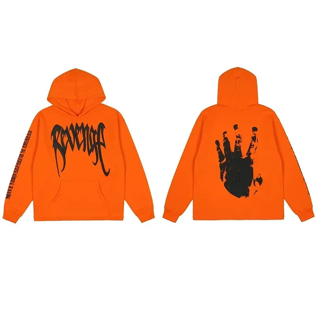 Revenge Classic Hand Graphic Pullover Hoodie orange Hover Image
