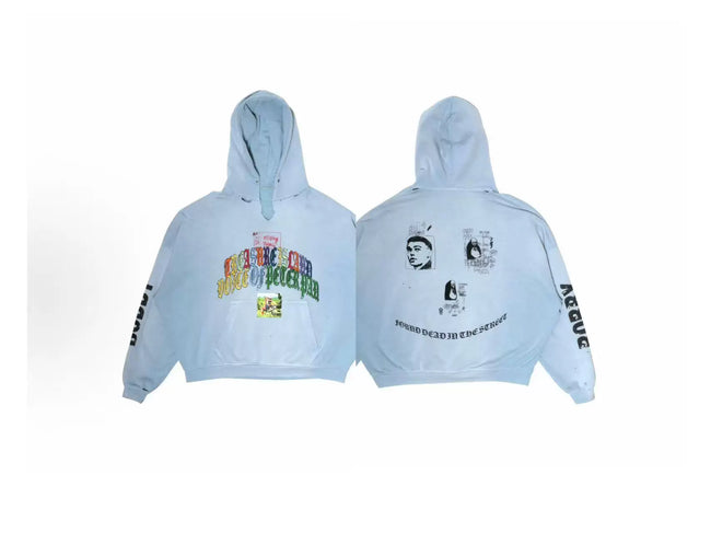 PALY Hollywood Multi-Color Slogan Graphic Hoodie - Light Blue Hover Image