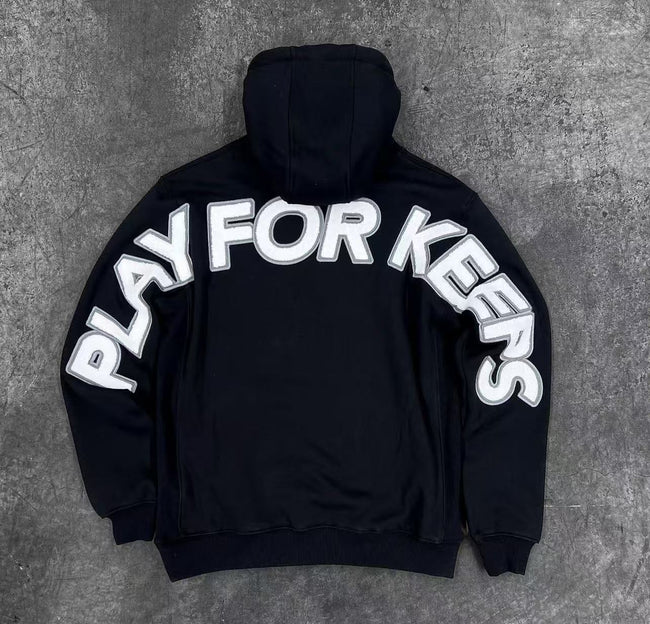 Geedup Black White Play For Keeps Hoodie Hover Image