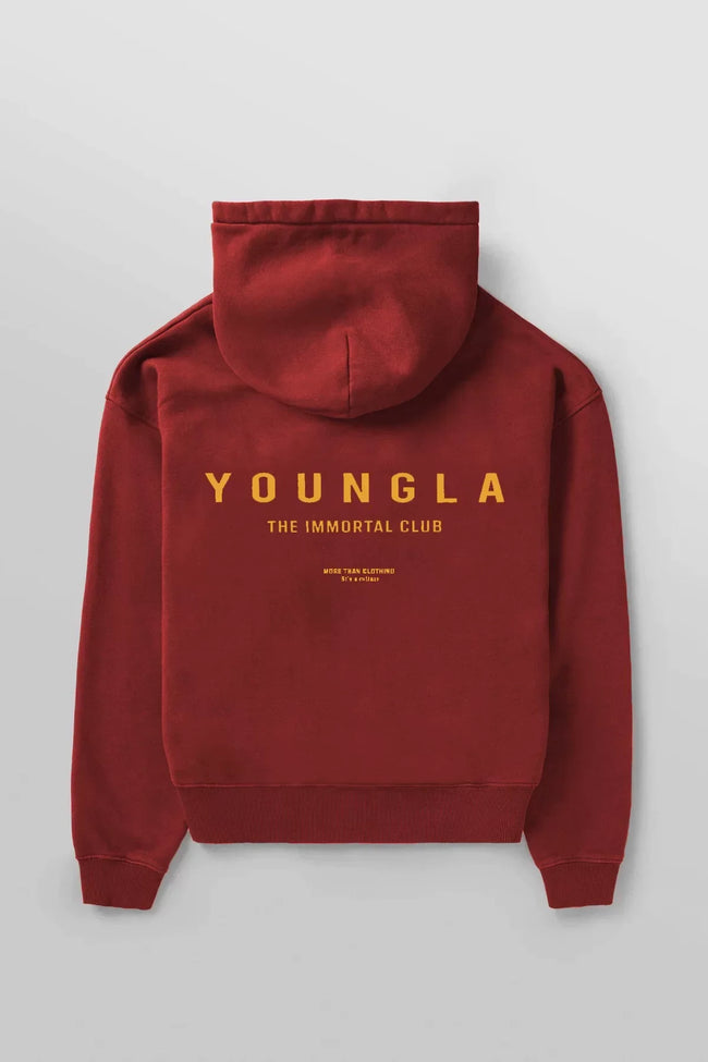 YOUNGLA- Maroon Immortal Club Pullover Hoodie Hover Image