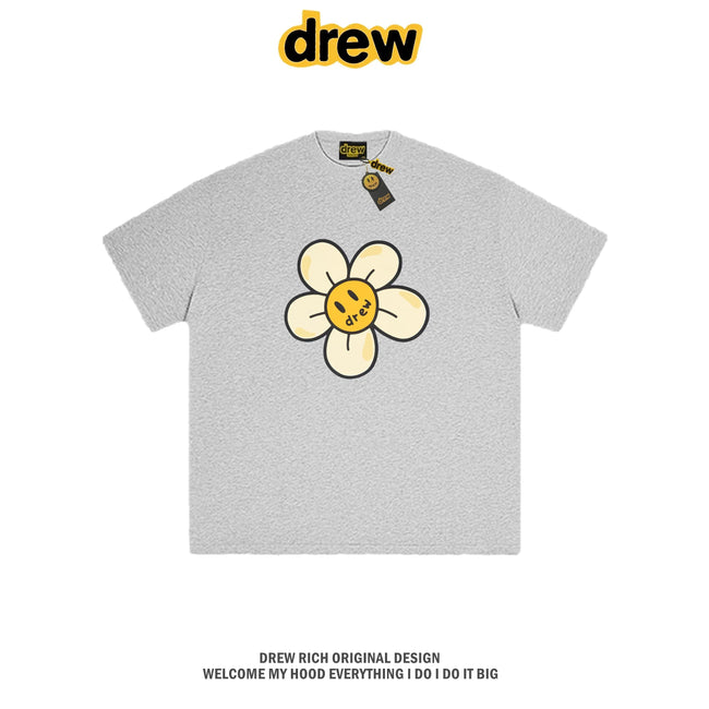 Drew House Daisy Smiley Graphic Oversized Cotton T-Shirt, Light Heather Grey Hover Image