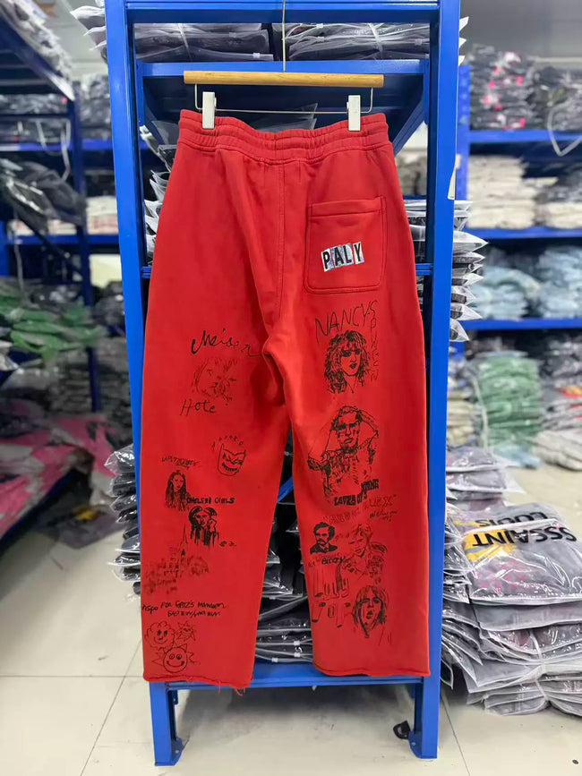 PALY Hollywood Vintage Multi-Graphic Sweatpants - Red Main Image
