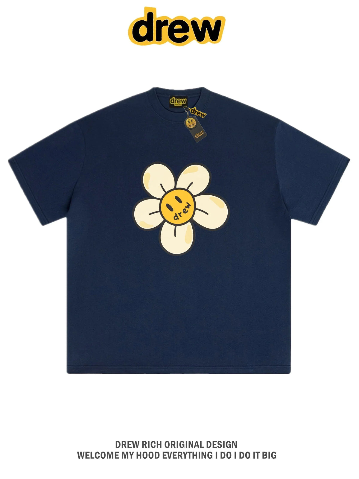 Drew House Daisy Smiley Graphic Oversized Cotton T-Shirt, Off White