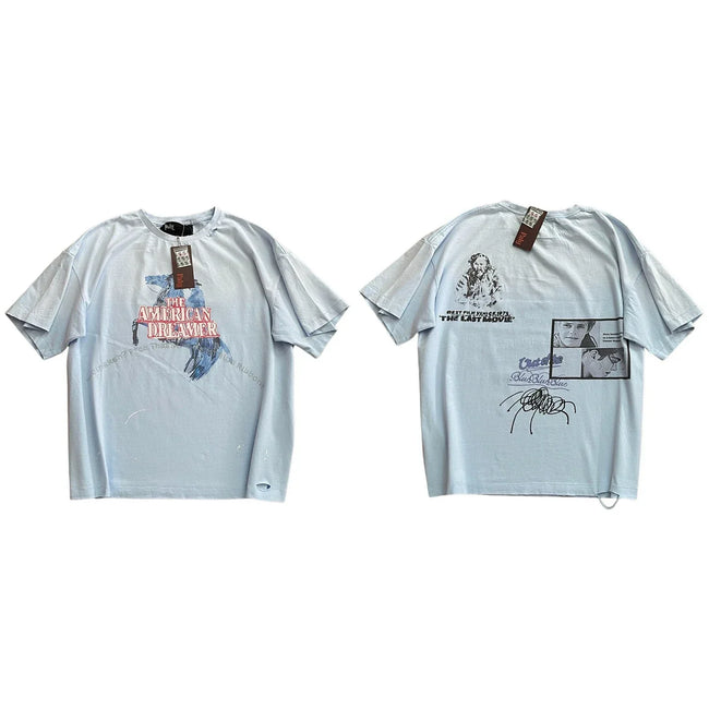 PALY Hollywood Spider & Vintage Collage Graphic T-Shirt - Light Blue Hover Image