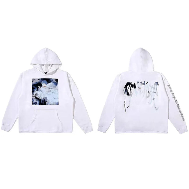 Revenge White Angel Painting Blue Arch Logo Pullover Hoodie Hover Image