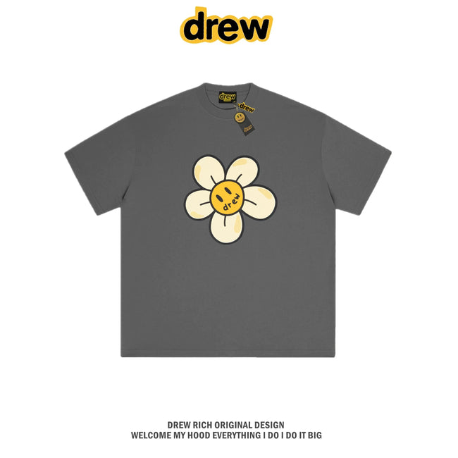 Drew House Daisy Smiley Graphic Oversized Cotton T-Shirt, Charcoal Grey Hover Image