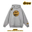 Drew Distressed Cracked Smiley Face Regular Lightweight Hoodie, Grey
