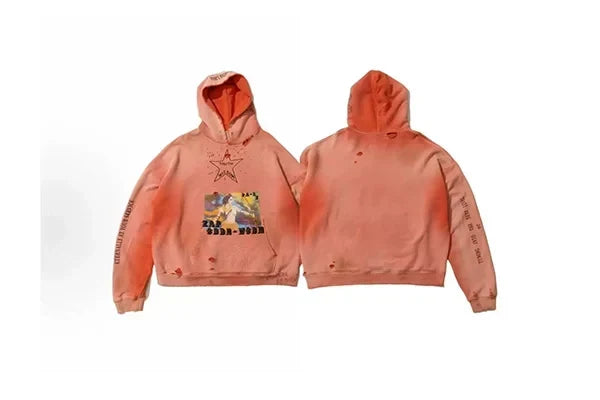 PALY Hollywood Vintage Distressed Graphic Hoodie - Orange/Red Hover Image