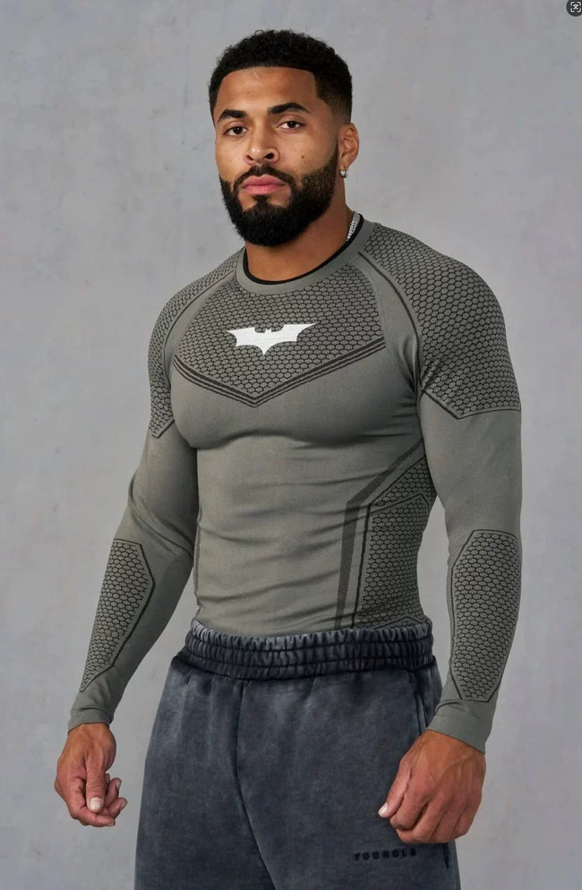 YoungLA Men's Superhero Armored Compression Long Sleeve Shirt Hover Image