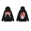 Revenge Gradient Splatter Cracked Skull Arch Logo Pullover Hoodie red