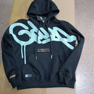 Geedup Black Light Cyan Graffiti Logo Hoodie