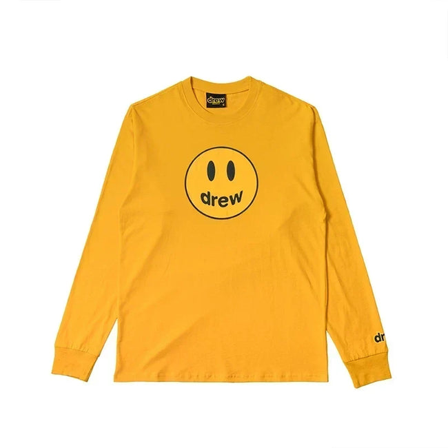 Drew House Classic Smiley Long Sleeve Tee, Mustard Yellow Hover Image