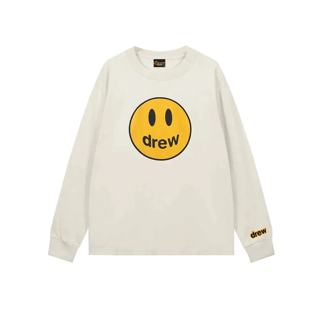 Drew Gray Smiley Graphic Oversized Long-Sleeve T-Shirt Hover Image
