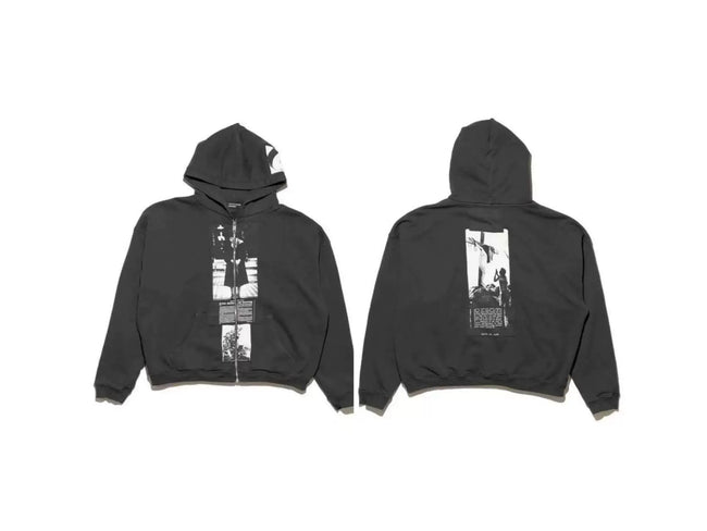 Enfants Riches Déprimés Vertical Framed Graphic Zip-Up Hoodie - Washed Black Hover Image