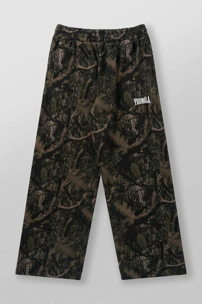 YoungLA Camo Casual Training Sweatpants – Dark Brown Tree Camo Edition Hover Image