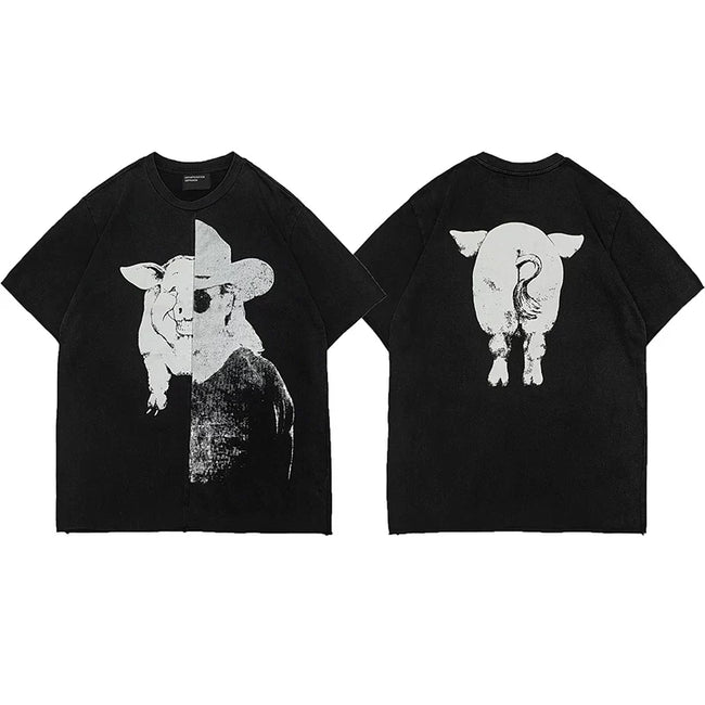 Enfants Riches Déprimés Front & Back Animal Illustration T-Shirt - Black Hover Image