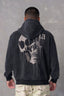YOUNGLA- Washed Grey Skull Graphic Hoodie Sweatshirt