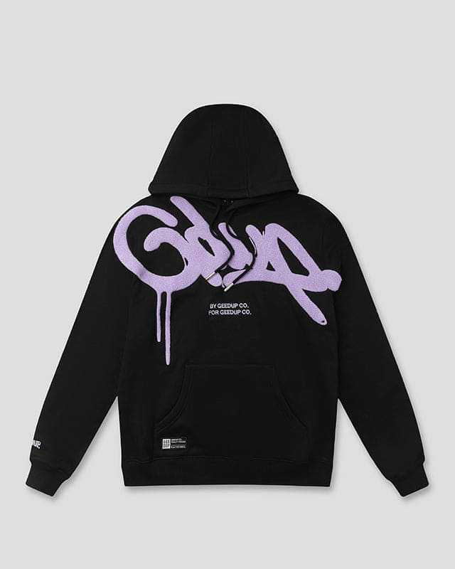 Geedup Black Purple Graffiti Logo Hoodie Hover Image