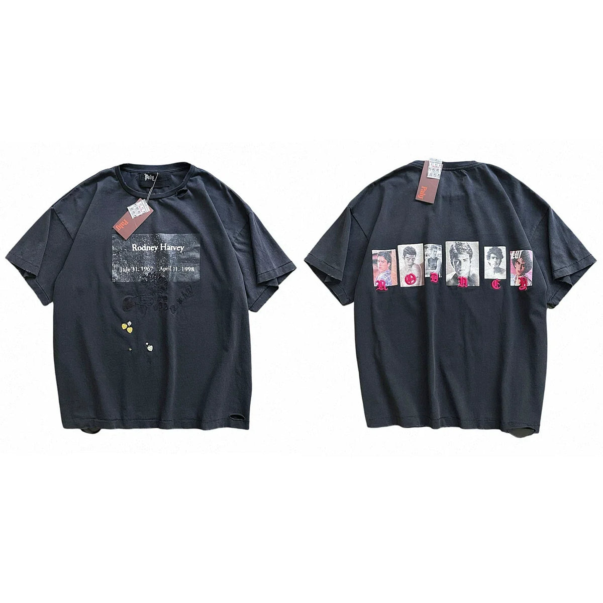 PALY Hollywood Multi-Portrait Collage Graphic T-Shirt - Black