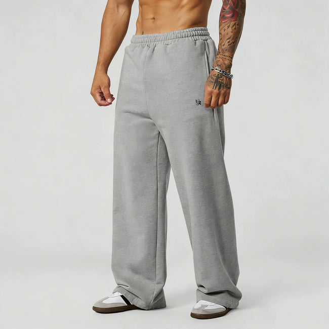 YOUNGLA Men's Arched Collegiate Acid Wash Wide Leg Sweatpants Hover Image