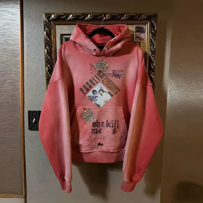 PALY Hollywood "Pasolini 120 Days" & "She Kills Me" Vintage Hoodie - Red Hover Image