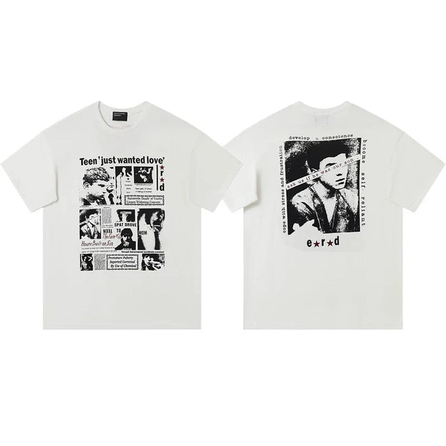 Enfants Riches Déprimés "Teen Just Wanted Love" & Back Portrait T-Shirt - Cream Hover Image