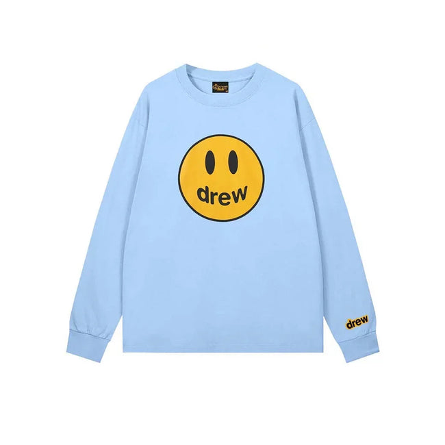 Drew Blue Smiley Graphic Oversized Long-Sleeve T-Shirt Hover Image