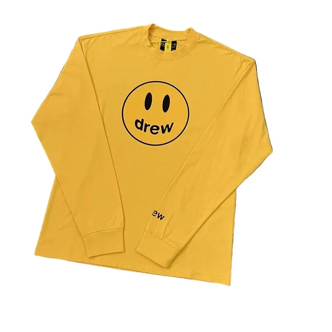 Drew Yellow Smiley Graphic Relaxed-Fit Long-Sleeve T-Shirt Hover Image