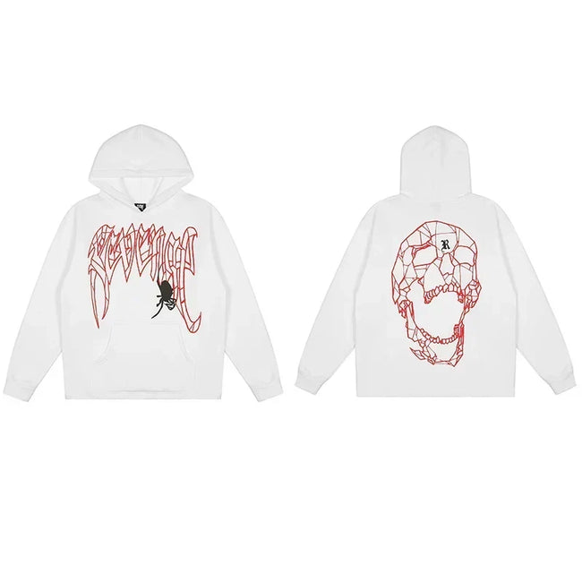 Revenge White Geometric Spider Skull Arch Logo Pullover Hoodie Hover Image