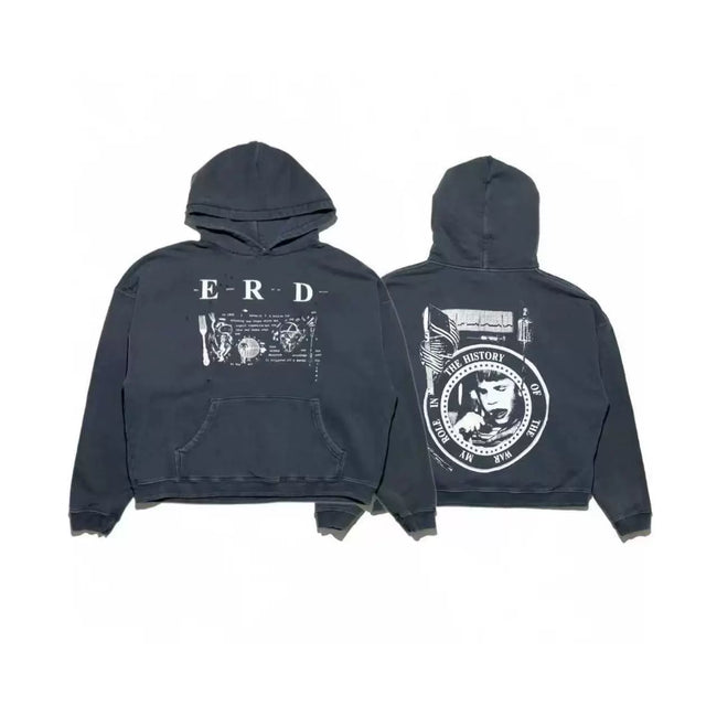 Enfants Riches Déprimés "E-R-D" Logo & Circular Emblem Hoodie - Washed Black Hover Image