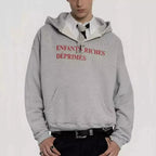 Enfants Riches Déprimés Red Text Logo Hoodie - Light Grey