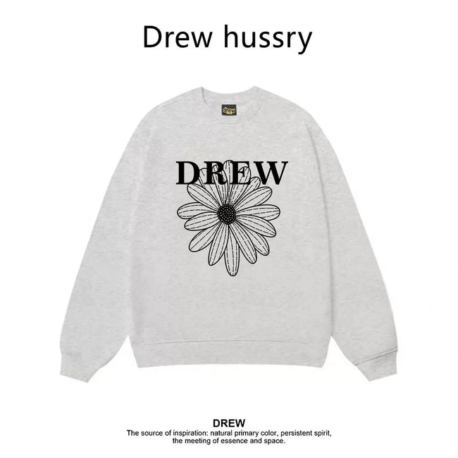 Drew Daisy Print Fleece Lined Crewneck Sweatshirt, Heather Grey Hover Image