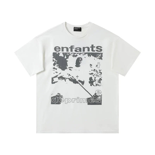 Enfants Riches Déprimés Armed Figure & Vintage Print T-Shirt - Cream Hover Image