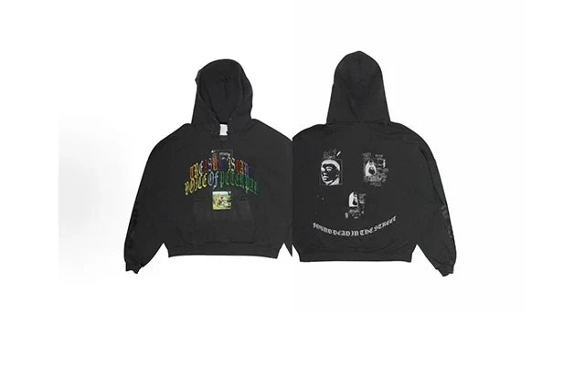 PALY Hollywood Multi-Color Slogan Graphic Hoodie - Black Hover Image