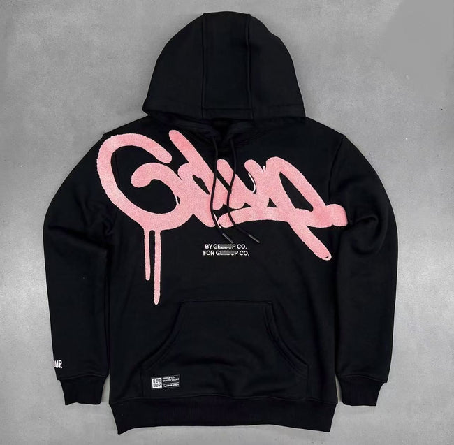 Geedup Black Pink Graffiti Logo Hoodie Hover Image