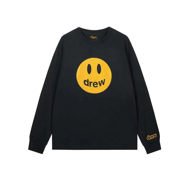 Drew Black Smiley Graphic Oversized Long-Sleeve T-Shirt Hover Image