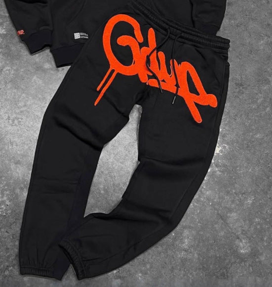 Geedup Black Red Graffiti Logo Sweatpants