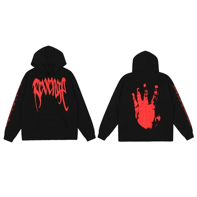 Revenge Classic Hand Graphic Pullover Hoodie Black/red Hover Image