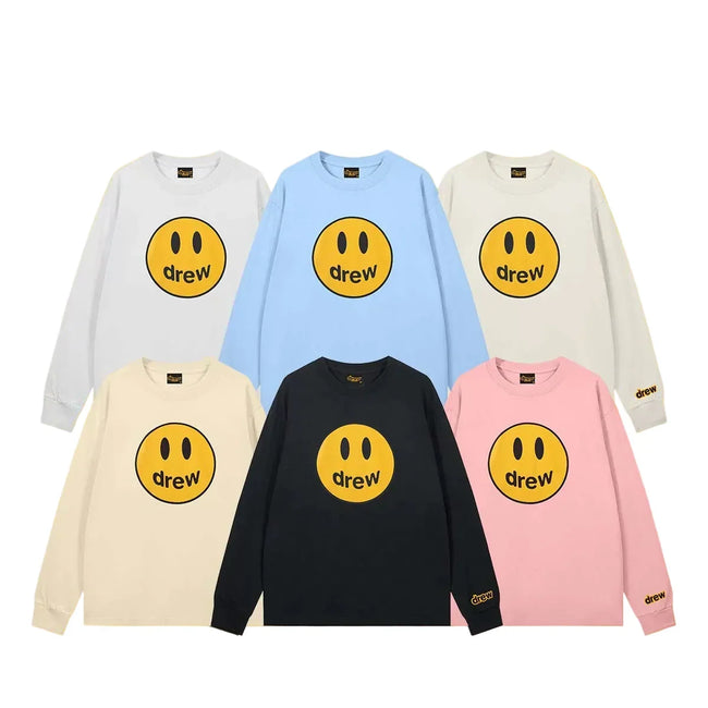 Drew Black Smiley Graphic Oversized Long-Sleeve T-Shirt Main Image
