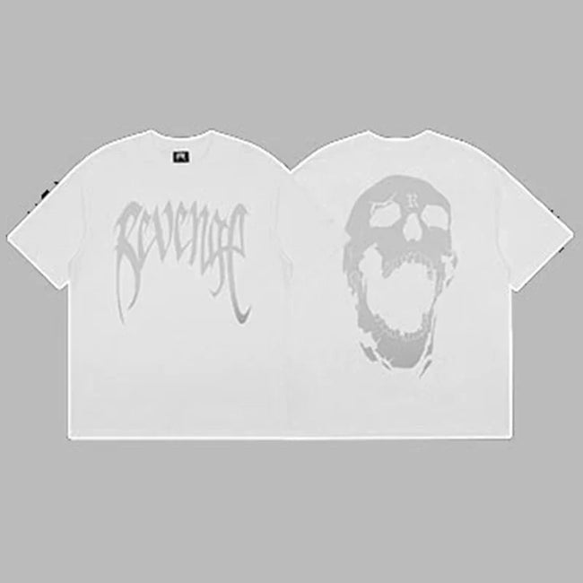 Revenge Arch Logo & Skull Graphic Short Sleeve T-Shirt White Hover Image