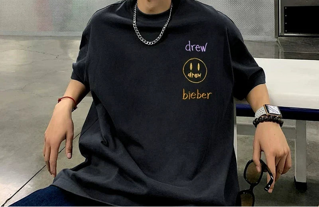 Drew House Drew Bieber Logo Short Sleeve Tee, Charcoal Black Hover Image