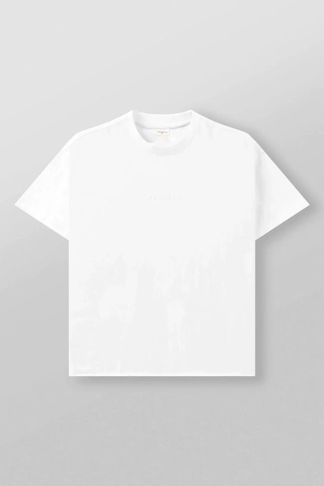 YoungLA Heavyweight Oversized Tee – Clean White Minimal Chest Logo Hover Image