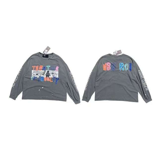 PALY Hollywood Multi-Color Slogan Graphic Long-Sleeve T-Shirt - Grey Hover Image